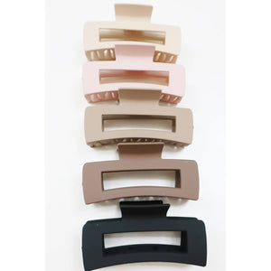 Neutral Color Matte Cut Out Rectangle Hair Claw