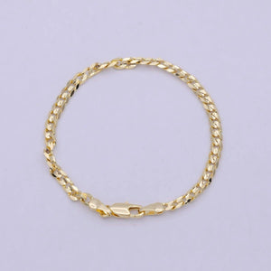 OS 18k Gold Filled Cuban Link Chain Bracelet 7", Gold Curb Chain Bracelet, Miami Cuban Bracelet, Cuban Chain Bracelet Women WA-847