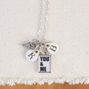 You and Me Charm Pendant Necklace Gold or Silver