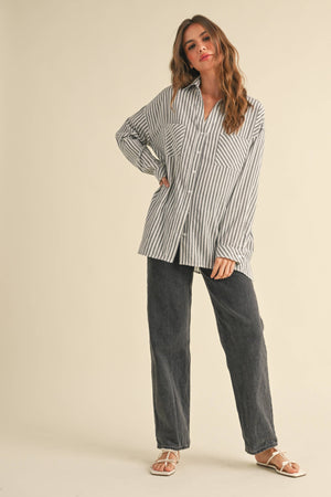 Miou Muse STRIPED PATTERN BUTTON DOWN SHIRTS