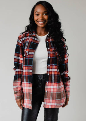 Black, Rust & Blue Plaid Flannel