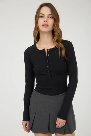 RIBBED LONG SLEEVE HENLEY