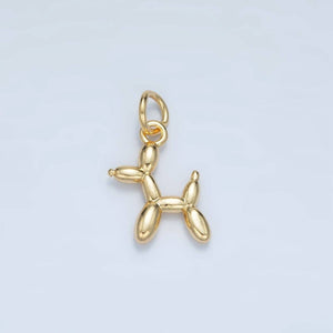 24K Gold Filled Balloon Dog Animal Multidimensional Mini Charm | E742