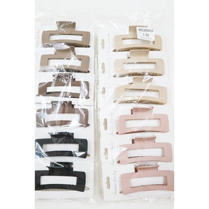 Neutral Color Matte Cut Out Rectangle Hair Claw