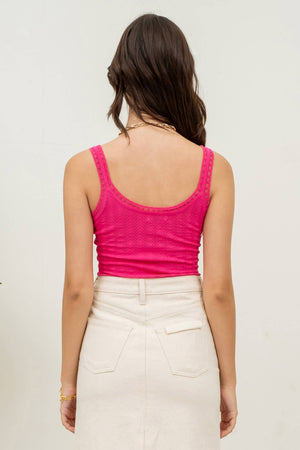 POINTELLE ROSETTE KNIT TANK TOP