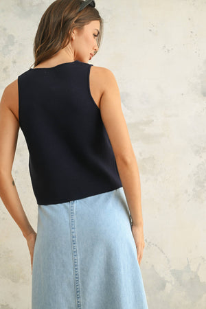 METAL BUTTON DETAIL KNIT VEST