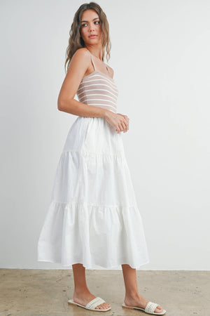 Striped Sleeveless Tiered Maxi Dress