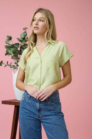 SHORT TAB SLEEVE BUTTON DOWN SHIRT