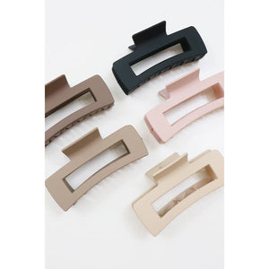 Neutral Color Matte Cut Out Rectangle Hair Claw