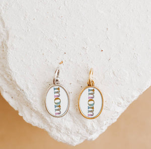 Watercolor Mom Charm Pendant Necklace Gold or Silver