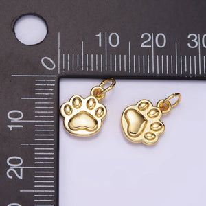 14K Gold Filled Mini Pet Pawprint Animal Minimalist Charm in Gold & Silver | AG652