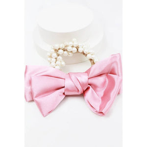Hair Bow with Pearl Beaded Elastic Hair Scrunchies