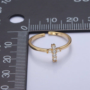 Gold Cross Ring Stacking 14K Gold Filled Ring CZ Dainty Cross Ring O-2140