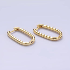 24K Gold Filled 20mm Minimalist Oblong Hoop Earrings | P191