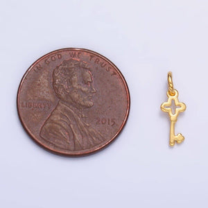 24K Gold Filled Quatrefoil Clover Key Mini Charm | M179