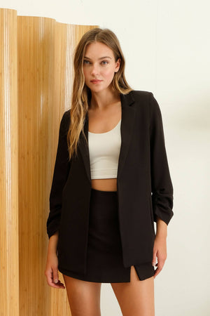 3/4 RUCHED SLEEVE BLAZER