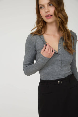 RIBBED LONG SLEEVE HENLEY