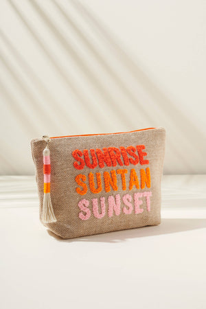 "SUNRISE SUNTAN SUNSET" ZIP POUCH