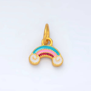 24K Gold Filled Mini Rainbow Cloudy Weather Enamel Charm | M156