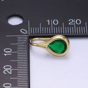 14K Gold Filled Clear, Green CZ Teardrop French Hook Earring