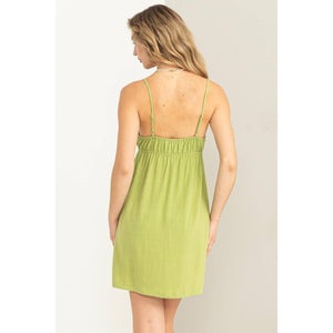 DZ22E930-Linen Surplice Cami Mini Dress