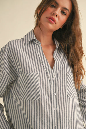 Miou Muse STRIPED PATTERN BUTTON DOWN SHIRTS