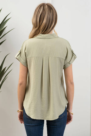 SHORT TAB SLEEVE BUTTON DOWN SHIRT