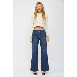Mica dark wash high rise wide leg