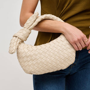 Cream woven clutch bag