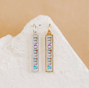 Watercolor Momma Charm Pendant Necklace Gold or Silver