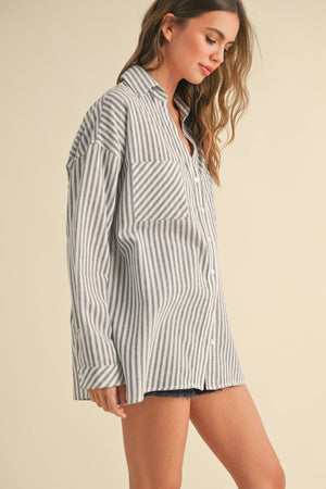 Miou Muse STRIPED PATTERN BUTTON DOWN SHIRTS