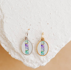 Watercolor Nana Charm Pendant Necklace Gold or Silver