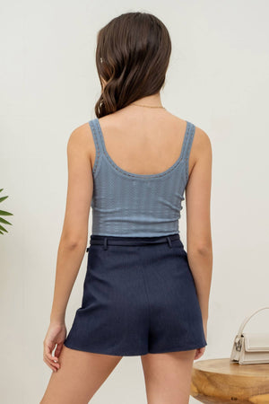 POINTELLE ROSETTE KNIT TANK TOP