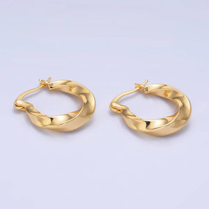 Twisted Gold Hoop Earrings Chunky Everyday Jewelry Fashion