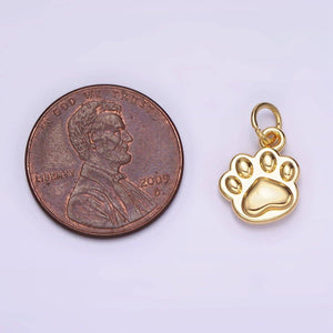 14K Gold Filled Mini Pet Pawprint Animal Minimalist Charm in Gold & Silver | AG652