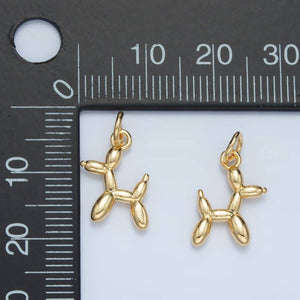 24K Gold Filled Balloon Dog Animal Multidimensional Mini Charm | E742