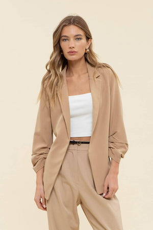 3/4 RUCHED SLEEVE BLAZER