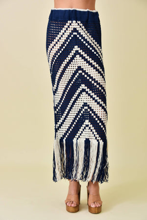 CHEVY CROCHET FRINGED MIDI SKIRT