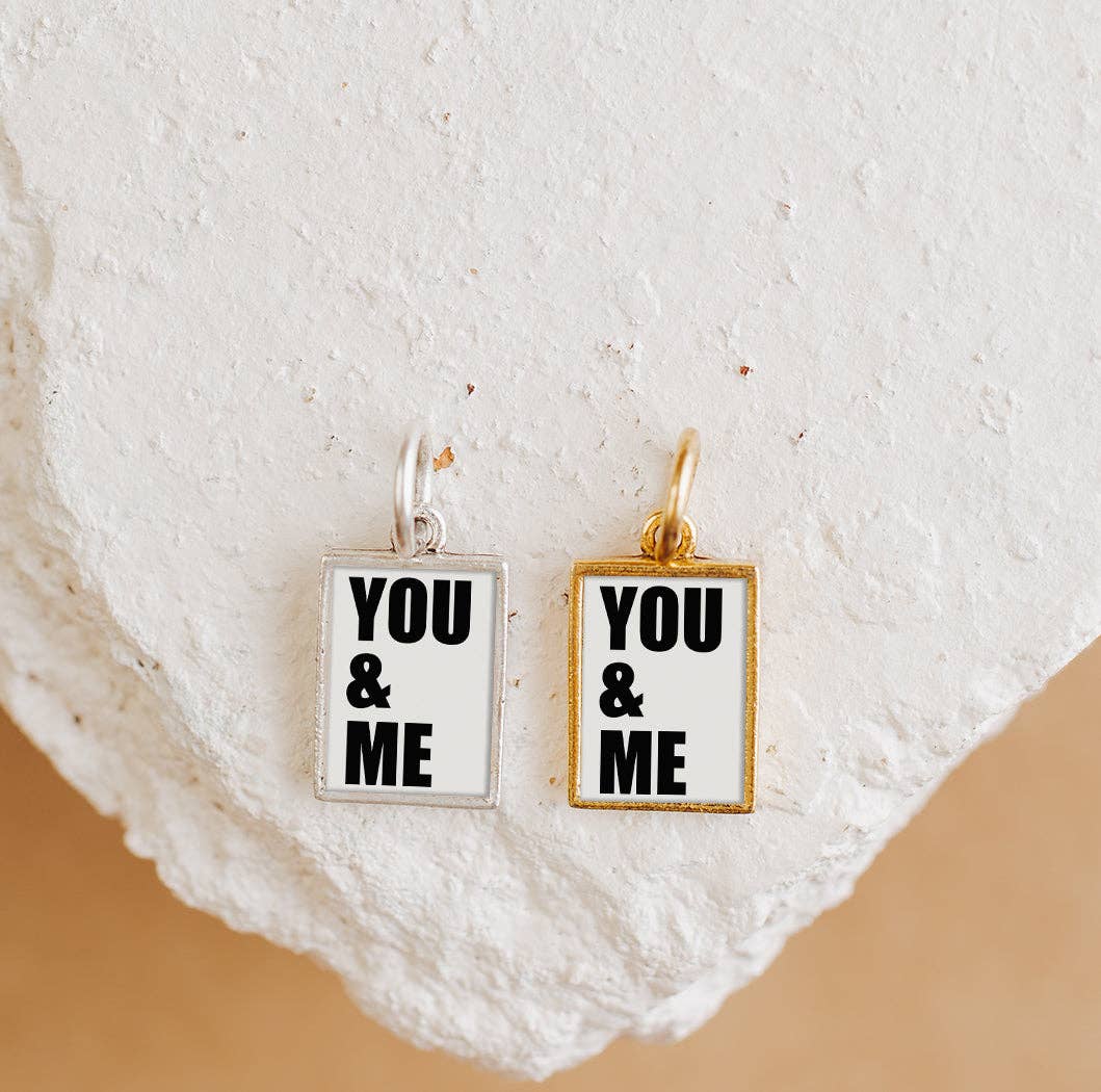 You and Me Charm Pendant Necklace Gold or Silver