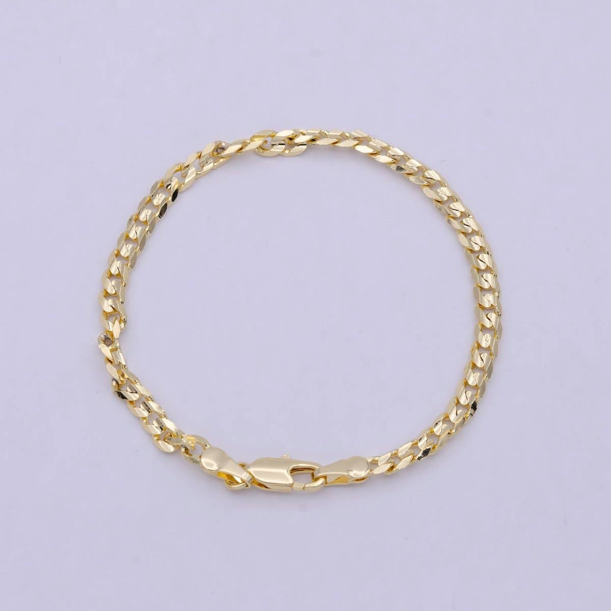OS 18k Gold Filled Cuban Link Chain Bracelet 7", Gold Curb Chain Bracelet, Miami Cuban Bracelet, Cuban Chain Bracelet Women WA-847