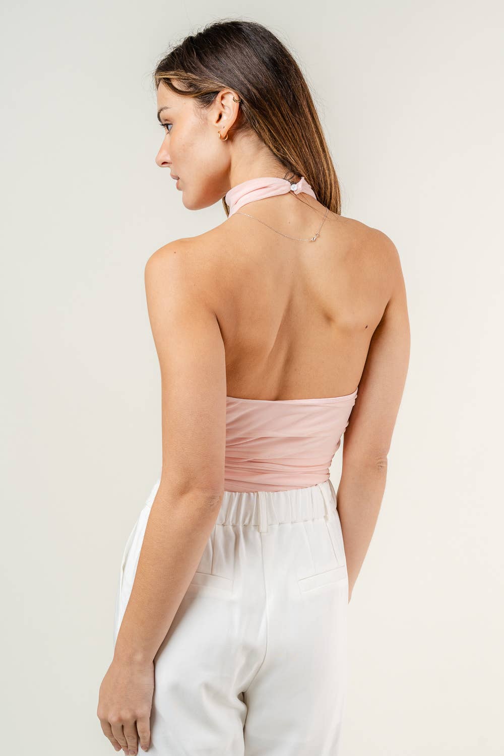 Mock Neck Sleeveless Slinky Top