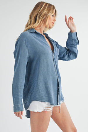 long sleeve button up denim shirt