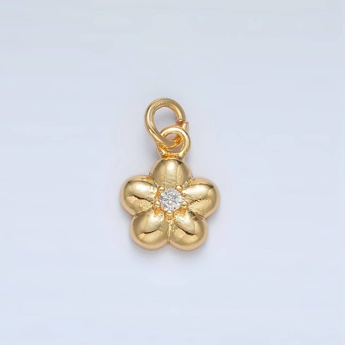 24K Gold Filled Mini CZ Daisy Flower Charm | AC164