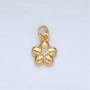 24K Gold Filled Mini CZ Daisy Flower Charm | AC164
