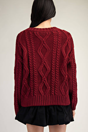 TT5791 CABLE RELAXED SWEATER TOP