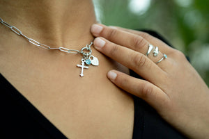 Stainless Steel Paperclip Carabiner Charm Holder Necklace