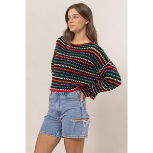 HF24F772-Multi-Color Striped Sweater