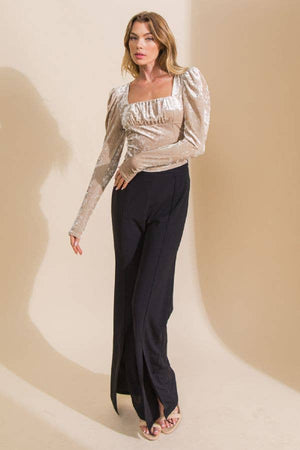 A crushed velvet top - IT11789-VC