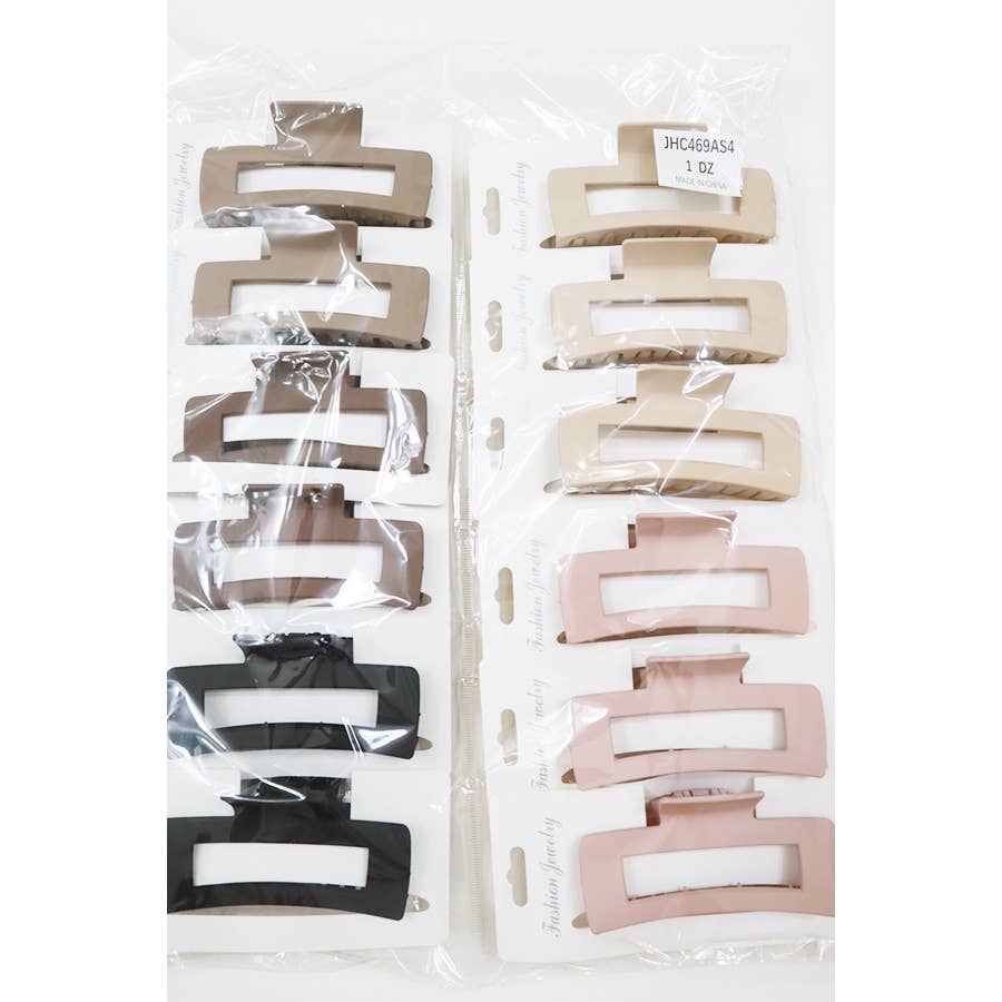 Neutral Color Matte Cut Out Rectangle Hair Claw