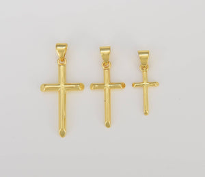 Gold Filled Minimalist Cross Charm Pendant, CP1204